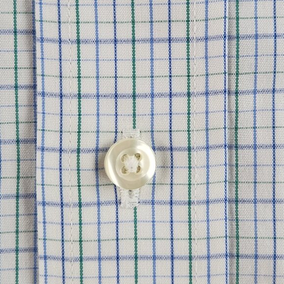 Brooks Brothers Regent 16.5 4/5 Cotton Non-Iron Blue and Green Check Long Sleeve - Picture 6 of 16